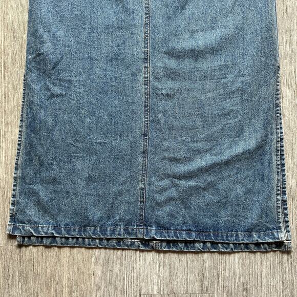 Beverly Hills Polo Club Vintage Embroidered Maxi Denim Jumper Dress Size Medium - Picture 10 of 14